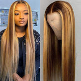 TT Hair Balayage Color 13x4 Straight Highlight Lace Front Wigs Remy hair Human Hair Wigs